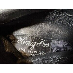 Henigs Fur Real Leather & Fleece Reversible Black Full Zip Moto Cowboy Vest Lg